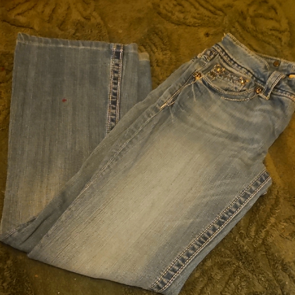 Vintage Blue Straight Leg Jeans with Natural Fading